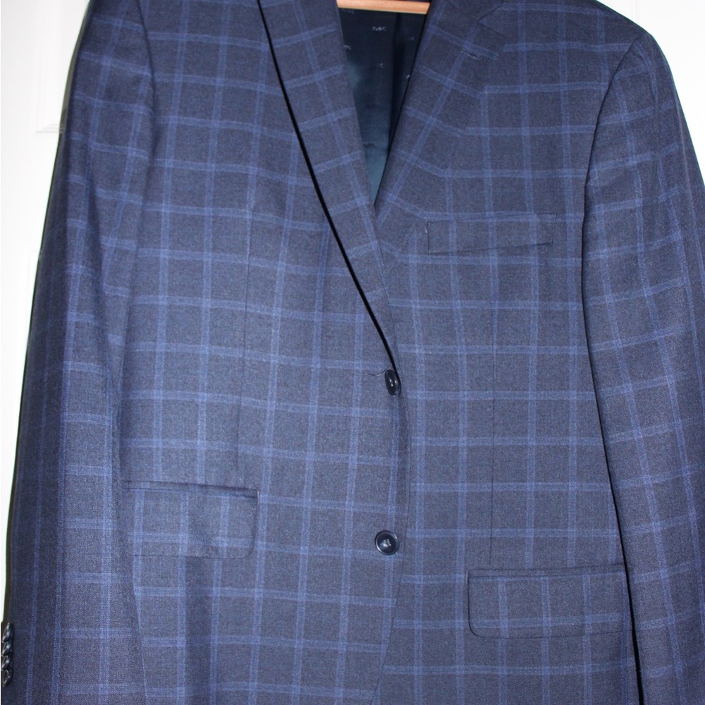 Michael Kors Blue Sport Coat with Windowpane Pattern